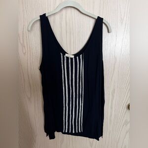 Loft Navy Tank Featuring White Stripes XL